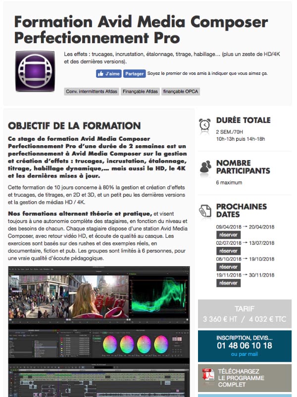 Formation Avid Media Composer Perfectionnement Pro